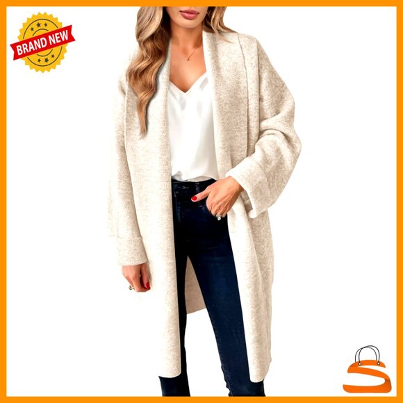 Oversized Chunky Knit Long Cardigan Slouchy Open Front Coatigan Jacket